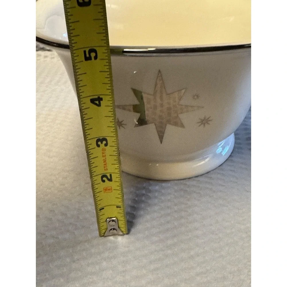 Bath‎ & Body Works 1999 Holiday Edition Silver Star Large Bowl Pot Ceramic